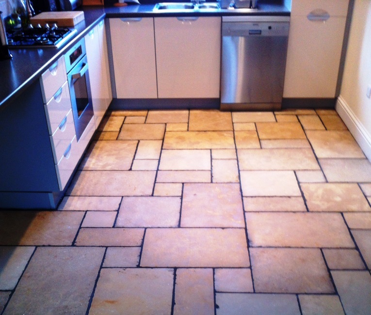 Honed Limestone Tiled Floor in Bingham After Cleaning