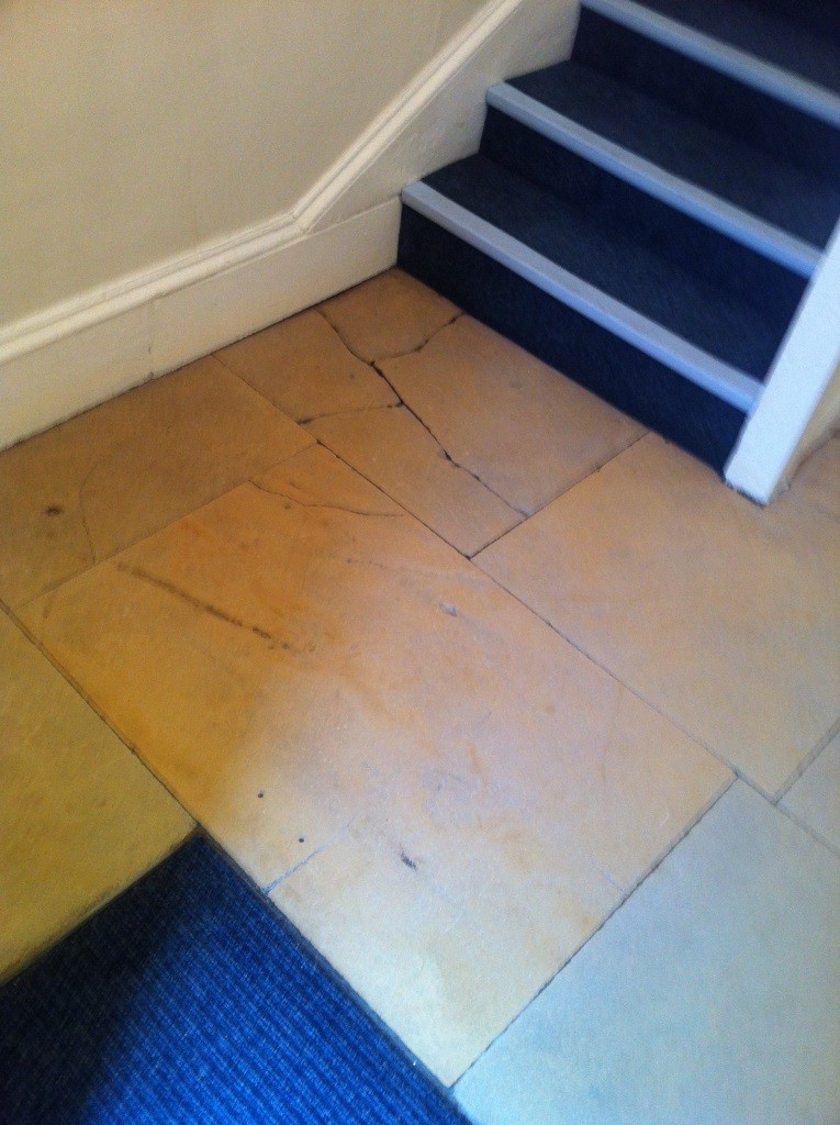 York Stone Flagstone Hallway Floor After Cleaning in Newark