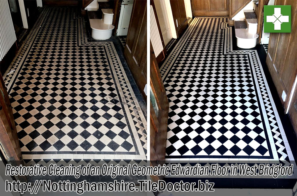 Geometric Edwardian Tiled Hallway Before and After Renovation West Bridgford