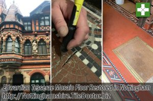 Damaged Edwardian Tesserae Floor Before After Restoration Nottingham City Centre