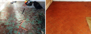 Quarry Tiled Floor Before and After Restoration Radcliffe on Trent