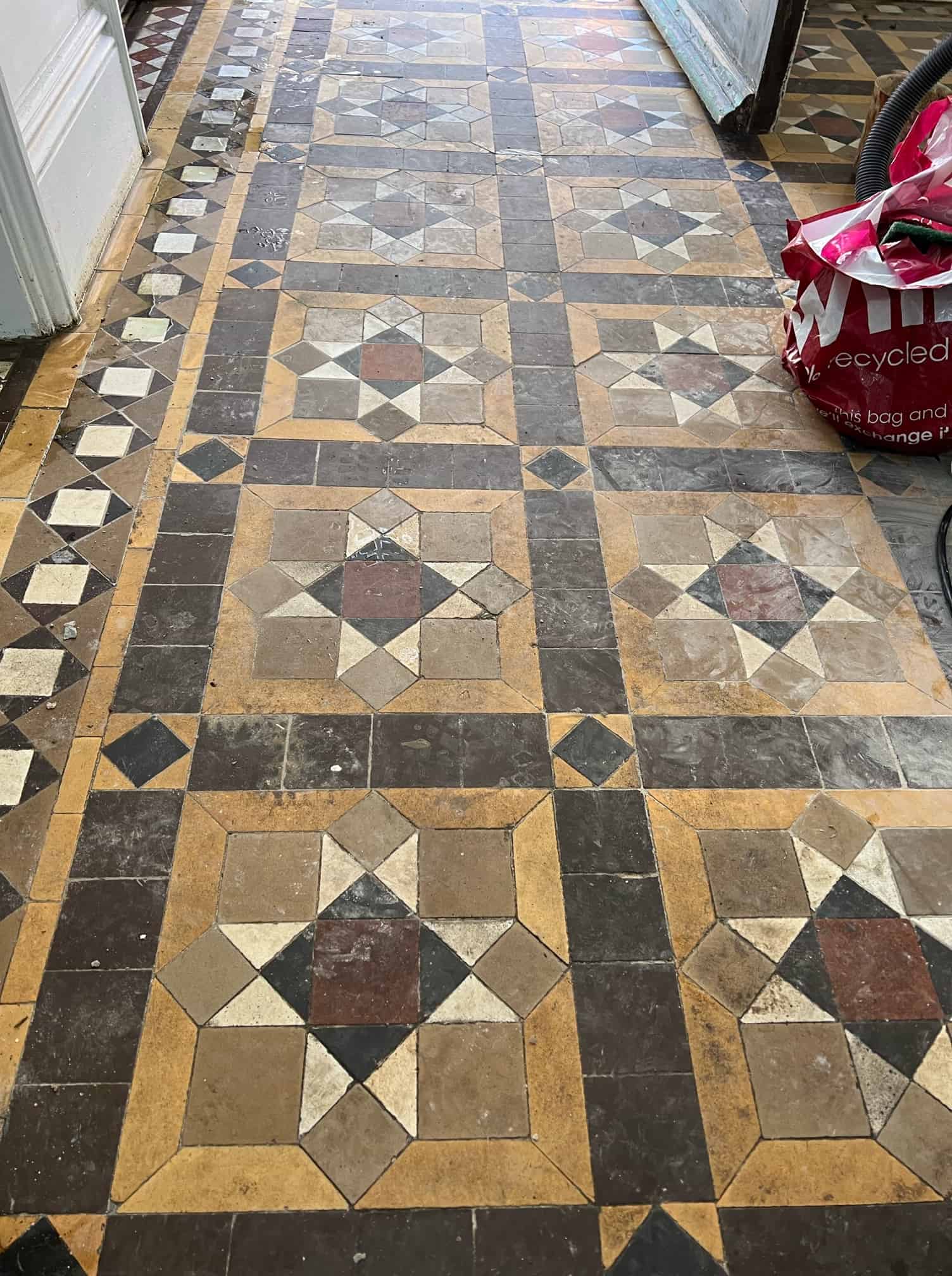 Victorian Geometric Tiled Floor Before Restoration Nottingham City