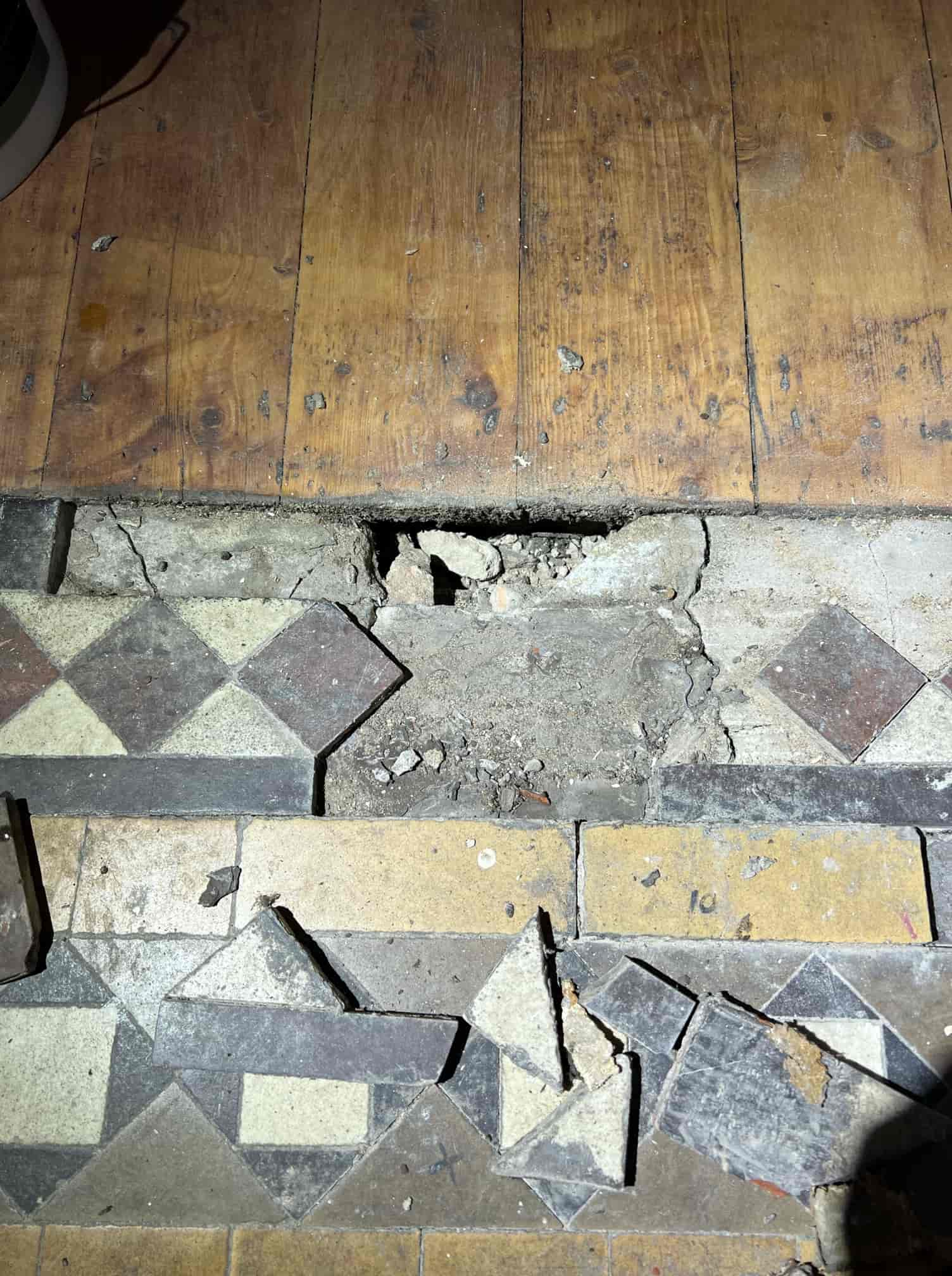 Victorian Geometric Tiled Floor Before Restoration Nottingham City
