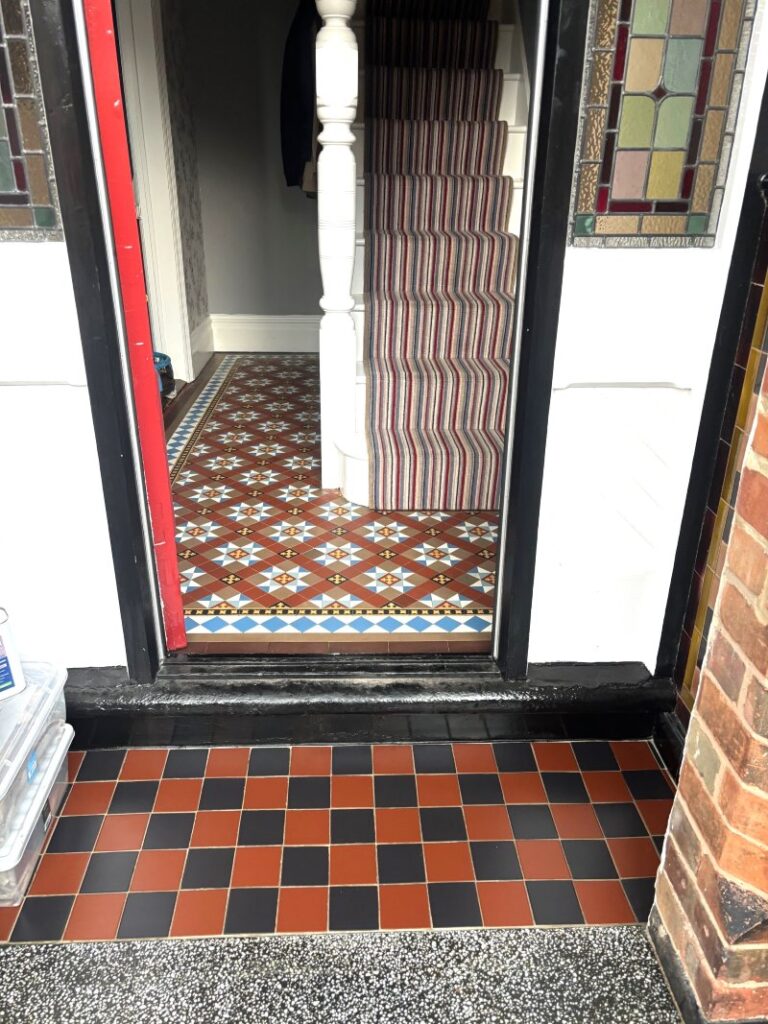 Victorian Encaustic Tiled Floor After Restoration West Bridgford Nottingham