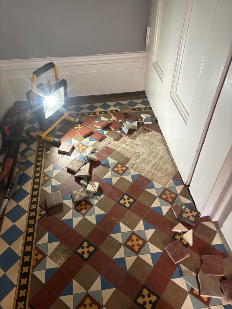 Victorian Encaustic Tiled Floor During Restoration West Bridgford Nottingham