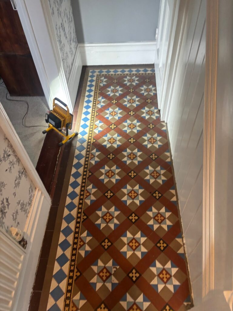 Victorian Encaustic Tiled Floor During Restoration West Bridgford Nottingham