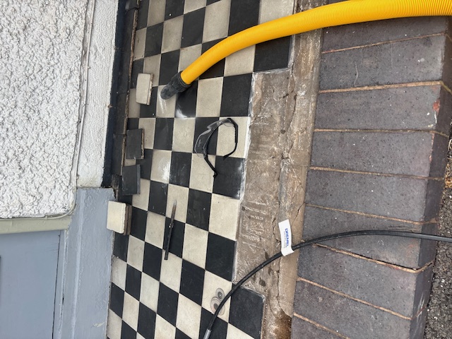 Edwardian Chequered Porch Tiling During Restoration West Bridgford
