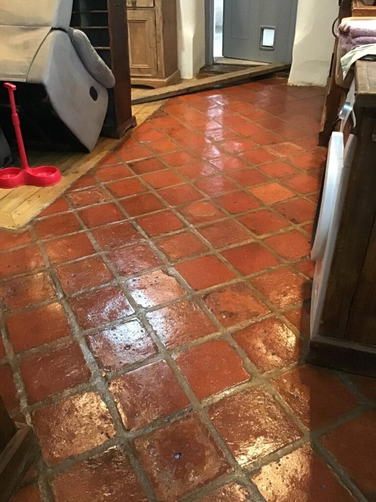 Old Terracotta Tiled Kitchen Floor After Cleaning Sealing Sutton in Ashfield